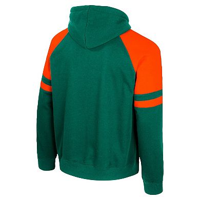 Men's Colosseum Green Miami Hurricanes Todd Raglan Pullover Hoodie