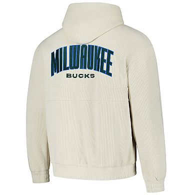 Unisex The Wild Collective Cream Milwaukee Bucks Corduroy Tri-Blend Pullover Hoodie