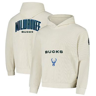 Unisex The Wild Collective Cream Milwaukee Bucks Corduroy Tri-Blend Pullover Hoodie