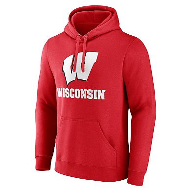Men's Fanatics Red Wisconsin Badgers Team Lockup Pullover Hoodie