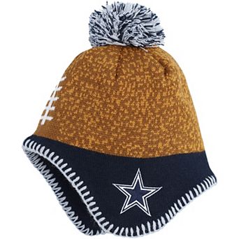 Infant Brown Dallas Cowboys Football Head Knit Hat with Pom