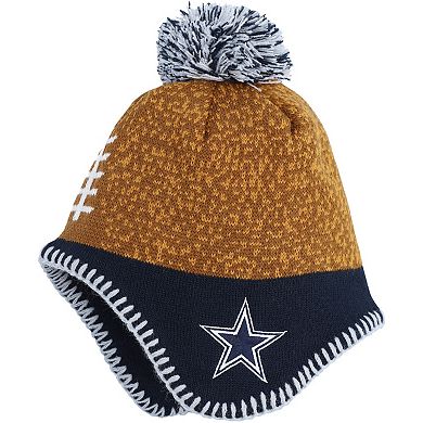 Infant Brown Dallas Cowboys Football Head Knit Hat with Pom