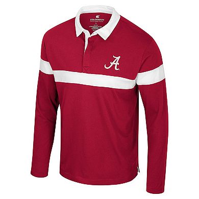 Men's Colosseum Crimson Alabama Crimson Tide Too Cool For School Long Sleeve Polo