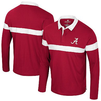 Men's Colosseum Crimson Alabama Crimson Tide Too Cool For School Long Sleeve Polo