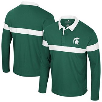 Men's Colosseum Green Michigan State Spartans Too Cool For School Long Sleeve Polo