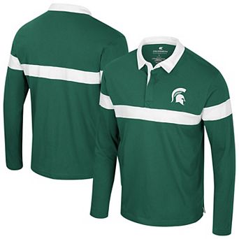 Men's Colosseum Green Michigan State Spartans Too Cool For School Long Sleeve Polo