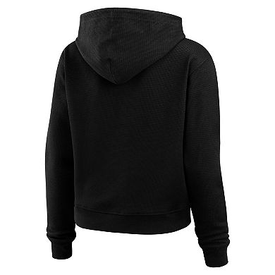 Women's WEAR by Erin Andrews Black Boston Bruins Waffle-Knit Pullover Hoodie
