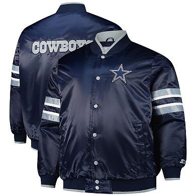 Men's Starter Navy Dallas Cowboys Scout I Full-Snap Varsity Jacket