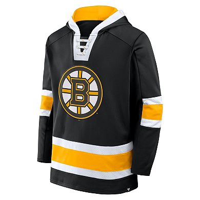 Men's Fanatics Black Boston Bruins Inside Line Fleece Pullover Hoodie