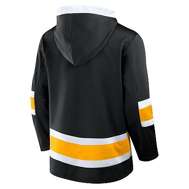 Men's Fanatics Black Boston Bruins Inside Line Fleece Pullover Hoodie