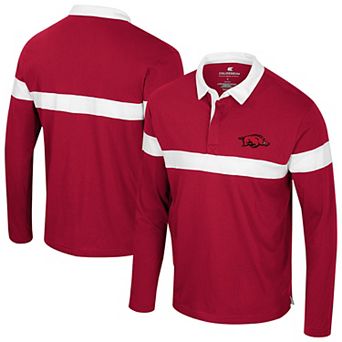 Men's Colosseum Cardinal Arkansas Razorbacks Too Cool For School Long Sleeve Polo