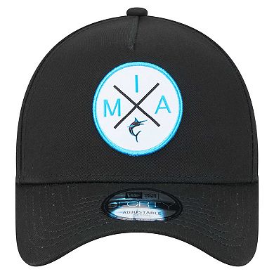 Men's New Era Black Miami Marlins 9FORTY A-Frame Adjustable Hat