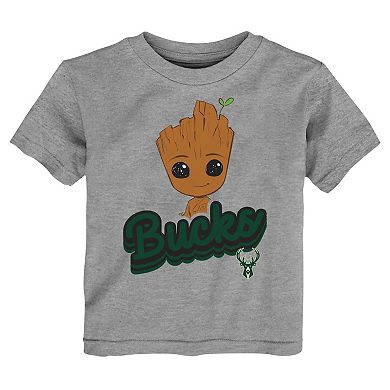 Toddler Heather Gray Milwaukee Bucks Two-Piece Guardians Of The Galaxy T-Shirt Set
