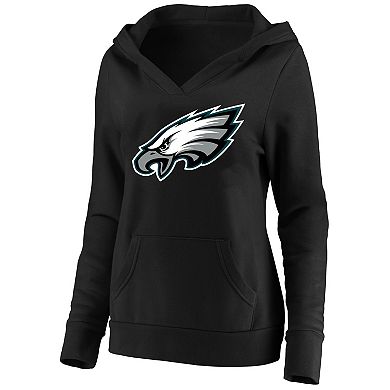 Women's Fanatics Black Philadelphia Eagles Plus Size V-Neck Pullover Hoodie