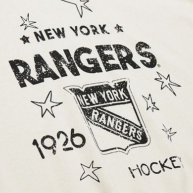 Women's Mitchell & Ness Cream New York Rangers Logo 3.0 Pullover Sweatshirt