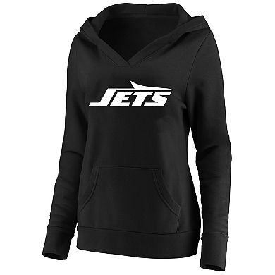 Women's Fanatics Black New York Jets Plus Size V-Neck Pullover Hoodie