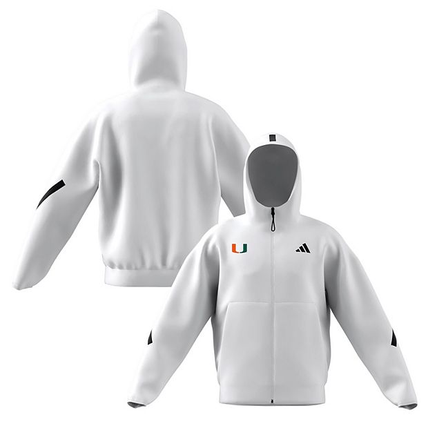 Men s adidas White Miami Hurricanes Z.N.E. Full Zip Hoodie