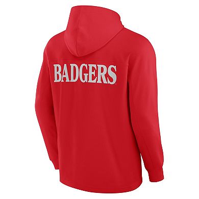 Men's Fanatics Red Wisconsin Badgers Blaze Tri-Blend Pullover Hoodie