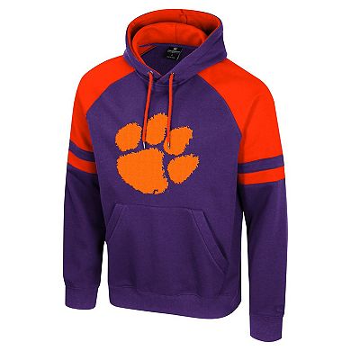 Men's Colosseum Purple Clemson Tigers Todd Raglan Pullover Hoodie