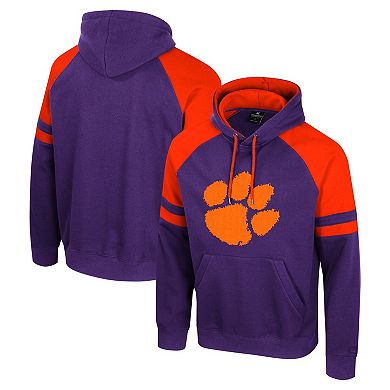 Men's Colosseum Purple Clemson Tigers Todd Raglan Pullover Hoodie