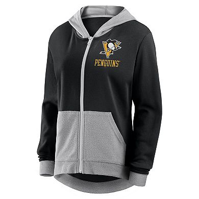 Women's Black Pittsburgh Penguins Hit It French Terry Full-Zip Hoodie