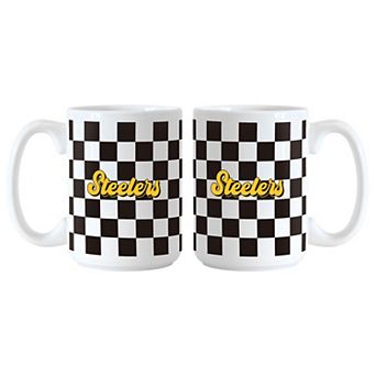 Pittsburgh Steelers 2-Pack 15oz. Checkered Wordmark Mug Set