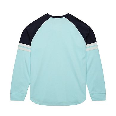 Men's Mitchell & Ness Light Blue Seattle Kraken Thermal Henley Long Sleeve T-Shirt