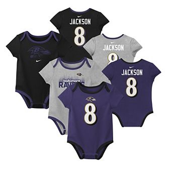 Newborn & Infant Nike Lamar Jackson Baltimore Ravens Name & Number 3-Pack Bodysuit Set