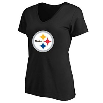 Women's Fanatics Black Pittsburgh Steelers Plus Size V-Neck T-Shirt
