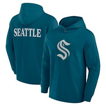 Men's Fanatics Teal Seattle Kraken Elements Blaze Tri-Blend Long Sleeve Hoodie T-Shirt
