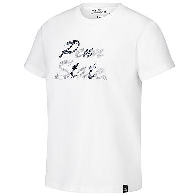 Women's White Penn State Nittany Lions Hand Sewn Beaded Script T-Shirt