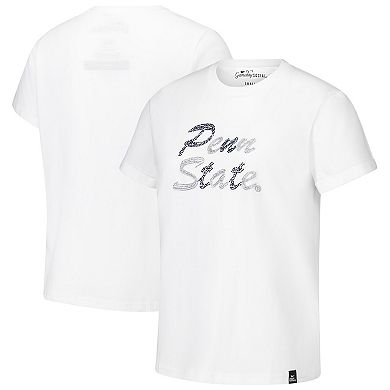 Women's White Penn State Nittany Lions Hand Sewn Beaded Script T-Shirt