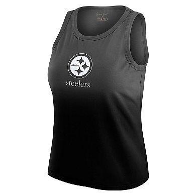 Women's WEAR by Erin Andrews x Gracie Hunt Black Pittsburgh Steelers Ombre Tank Top