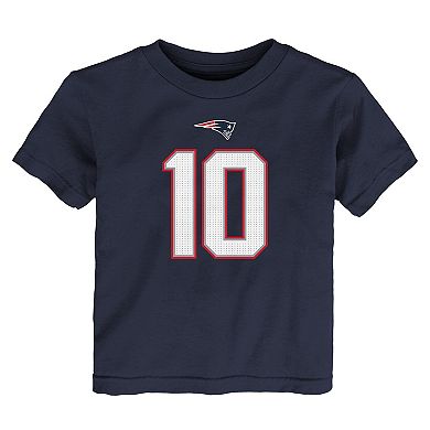 Toddler Nike Drake Maye Navy New England Patriots Player Name & Number T-Shirt