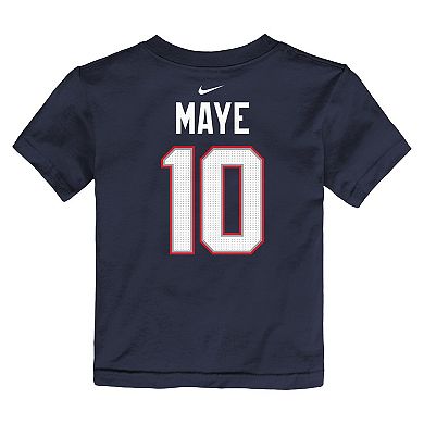 Toddler Nike Drake Maye Navy New England Patriots Player Name & Number T-Shirt