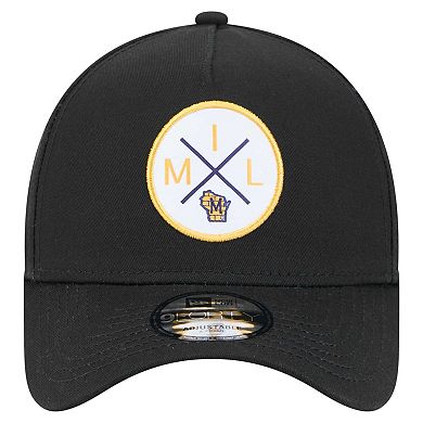 Men's New Era Black Milwaukee Brewers 9FORTY A-Frame Adjustable Hat
