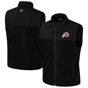 Men's Colosseum Black Utah Utes Block The Sun Full-Zip Vest