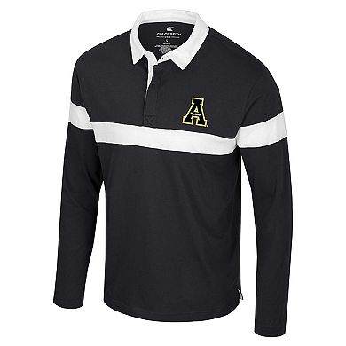 Men's Colosseum Black Appalachian State Mountaineers Too Cool For School Long Sleeve Polo