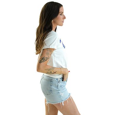 Women's White LSU Tigers Hand Sewn Beaded Script T-Shirt