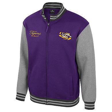 Men's Colosseum Purple LSU Tigers Ambi-Turner Full-Zip Varsity Jacket