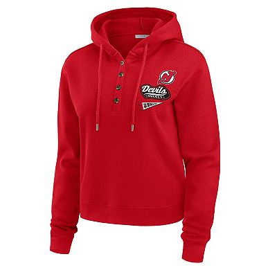 Women's WEAR by Erin Andrews Red New Jersey Devils Waffle-Knit Pullover Hoodie