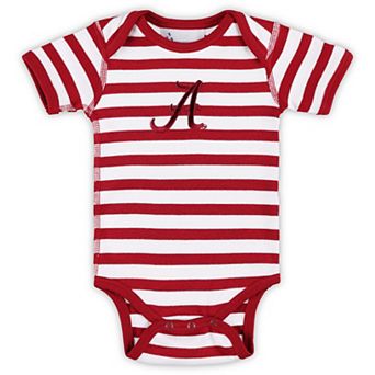Infant Two Feet Ahead Crimson Alabama Crimson Tide Stripe Shoulder Bodysuit
