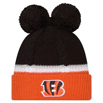 Women's New Era Black Cincinnati Bengals Double Bubble Cuffed Knit Hat with Poms