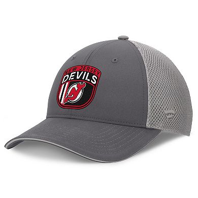 Men's Fanatics Gray New Jersey Devils Authentic Pro Home Ice Trucker Adjustable Hat