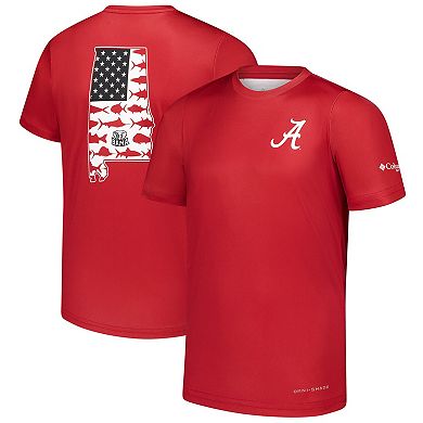 Youth Columbia Crimson Alabama Crimson Tide Terminal Tackle Omni-Shade T-Shirt