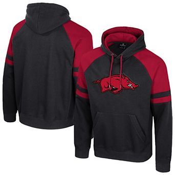 Men's Colosseum Black Arkansas Razorbacks Todd Raglan Pullover Hoodie