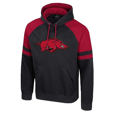 Men's Colosseum Black Arkansas Razorbacks Todd Raglan Pullover Hoodie