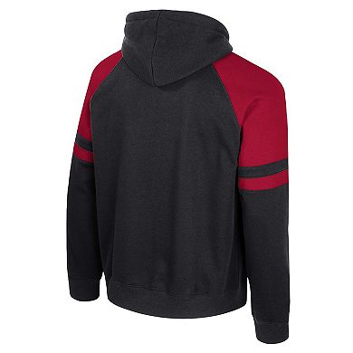 Men's Colosseum Black Arkansas Razorbacks Todd Raglan Pullover Hoodie