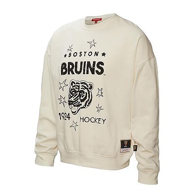 Women's Mitchell & Ness Cream Boston Bruins Logo 3.0 Pullover Sweatshirt