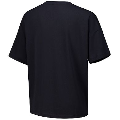 Women's Lusso Black Ohio State Buckeyes Floral Applique T-Shirt